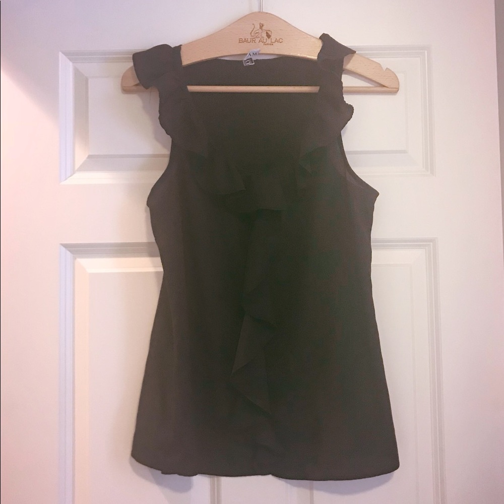 Black tank top with ruffle detail